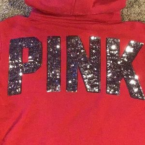 PINK Bling Hoodie Red